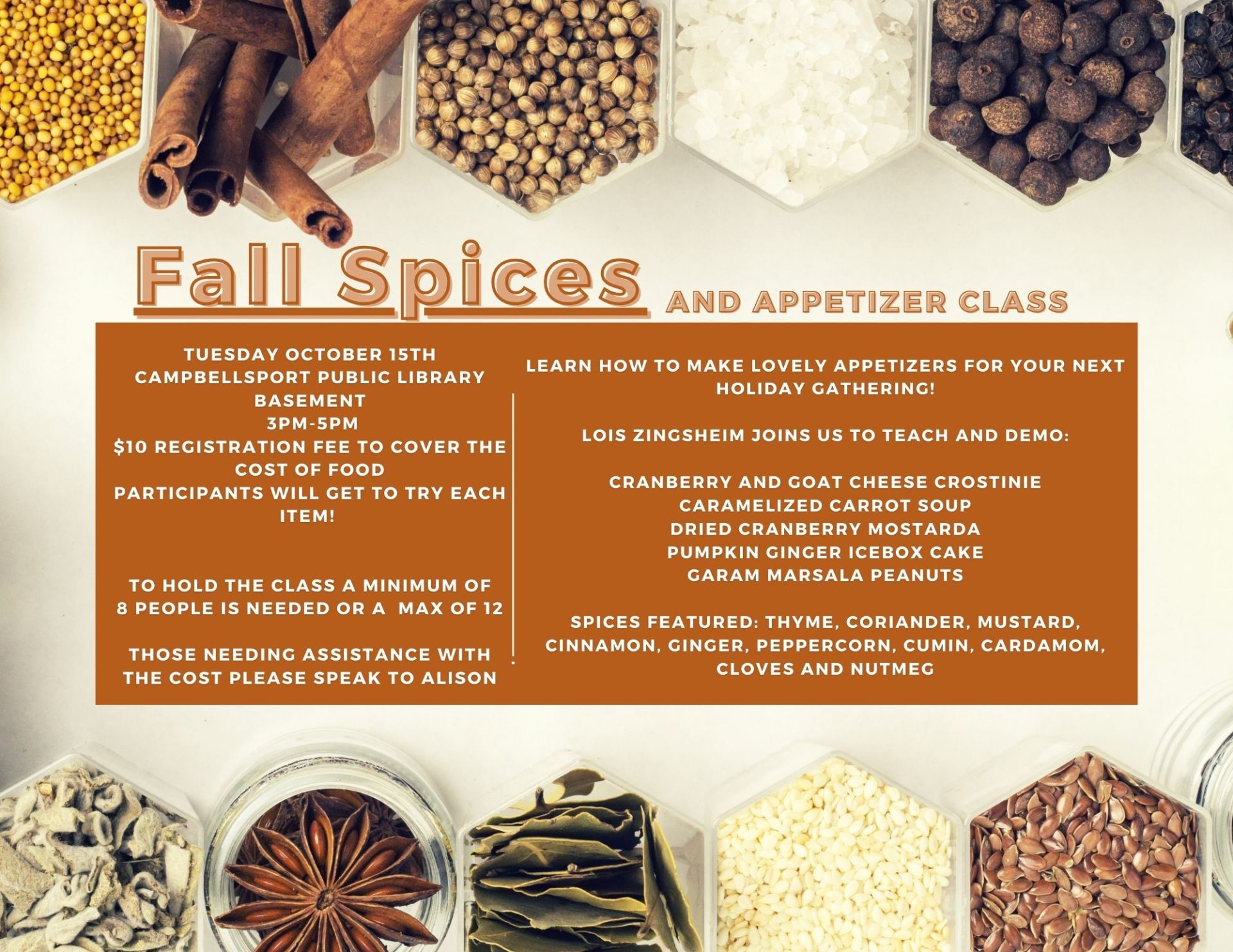 Fall Spices and Appetizer Class