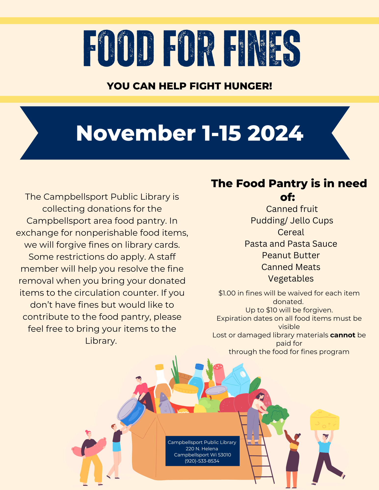 Food for Fines Program November 1-15th