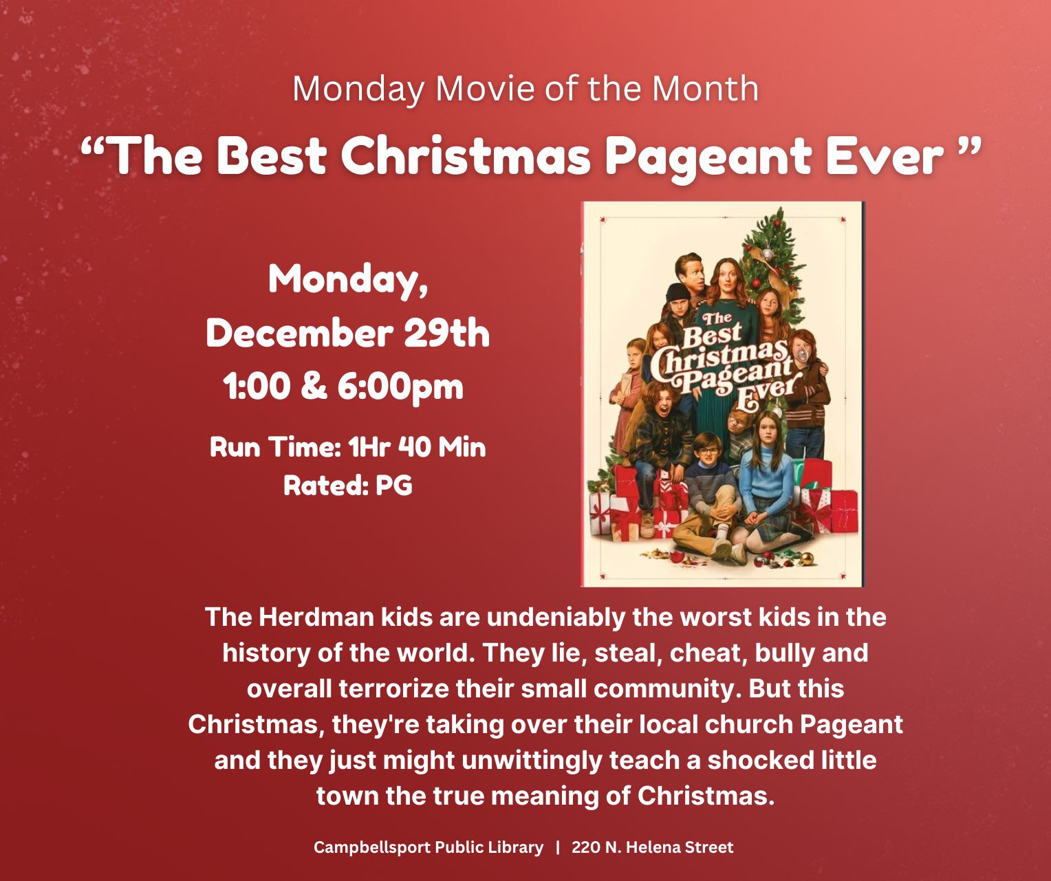Monday Movie - The Best Christmas Pageant Ever